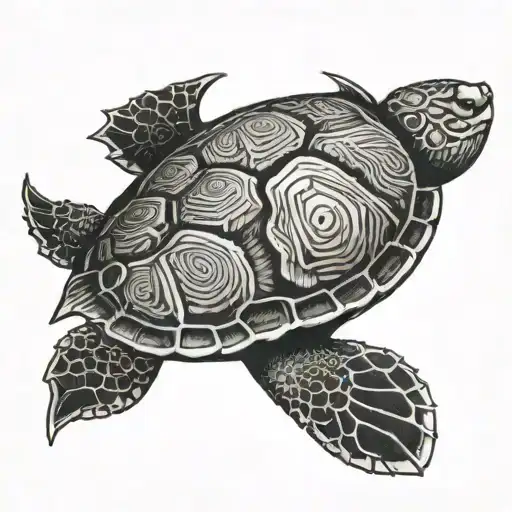 turtle atheist symbol on shell tattoo design idea
