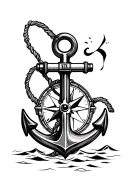 anchor and basic compass tattoo design idea