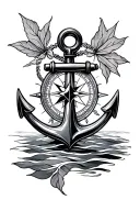 anchor and basic compass tattoo design idea