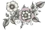 Cosmos and morning glory flower tattoo design idea