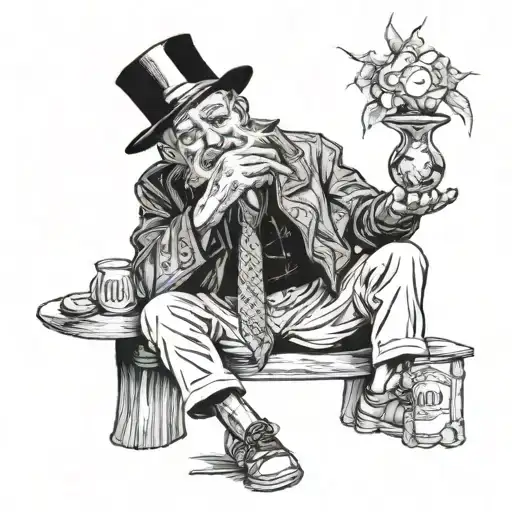 lonely grandfather sitting smoking tattoo design idea