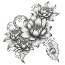 Lotus flower, paw print, angel wings tattoo design idea