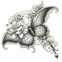 Lotus flower, paw print, angel wings tattoo design idea