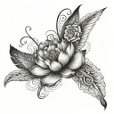Lotus flower, paw print, angel wings tattoo design idea