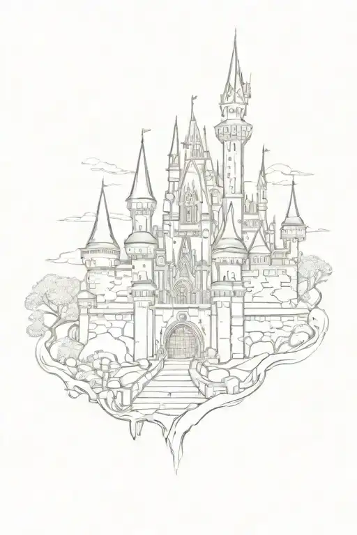 Cinderella castle, Mickey mouse. tattoo design idea