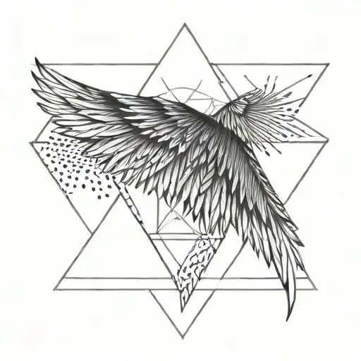 wing enclosed in a triangle with a sculpture tattoo design idea