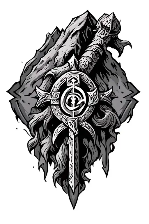 Dwarven Runes protects the mountain tattoo design idea