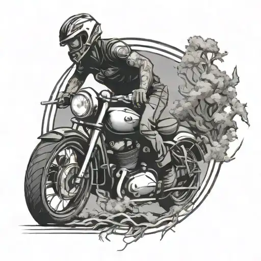 die and live life  motorcycle riding tree of life tattoo design idea