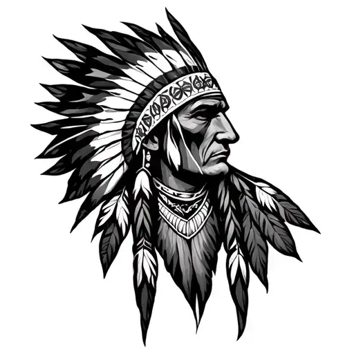 western americana and native american tattoo design idea