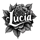 "Lucia" name written tattoo design idea