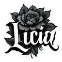 "Lucia" name written tattoo design idea
