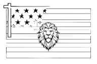 american flag with cross and lion head tattoo design idea