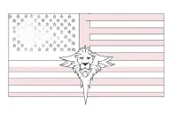 american flag with cross and lion head tattoo design idea