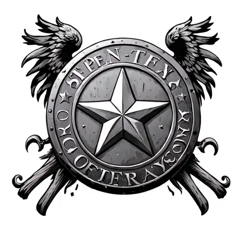 Roman round shield with state of texas  tattoo design idea