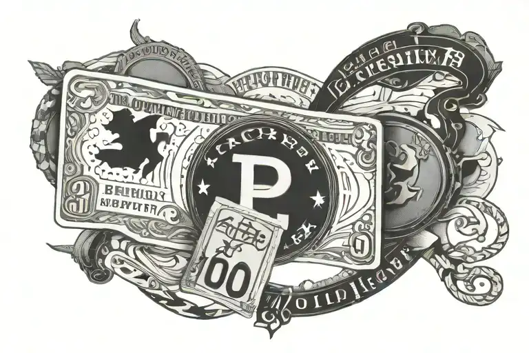 porsche and euro note with the text tattoo design idea