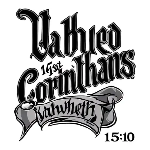"1st Corinthians 15:10" Yahweh written tattoo design idea