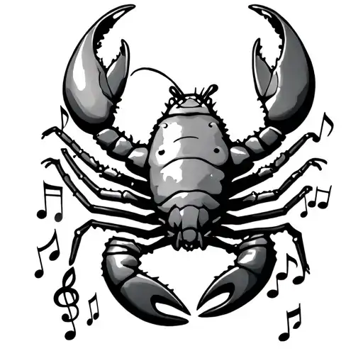 lobster and music notes tattoo design idea