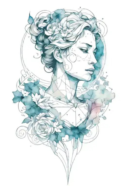 map outline goddess tattoo design idea