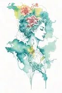 map outline goddess tattoo design idea