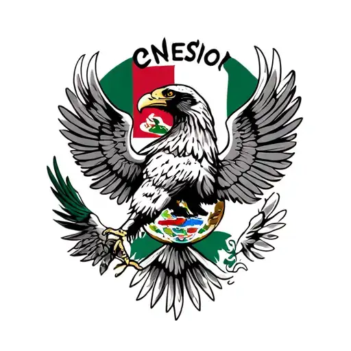 spread eagle with Mexican flag tattoo design idea