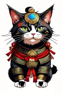 samurai cat tattoo design idea