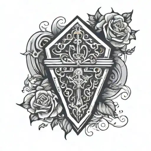 coffin banner wrapping tattoo design idea
