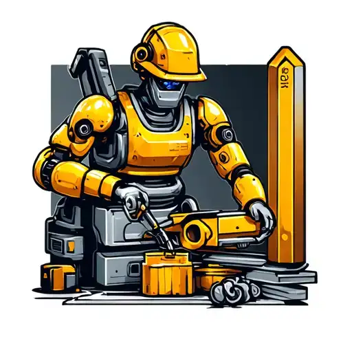 Gold and silver bars with a robotic welder and building materials tattoo design idea