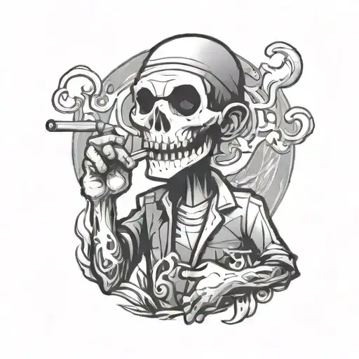simple character stickman smoking a blunt feeling of numbness tattoo design idea