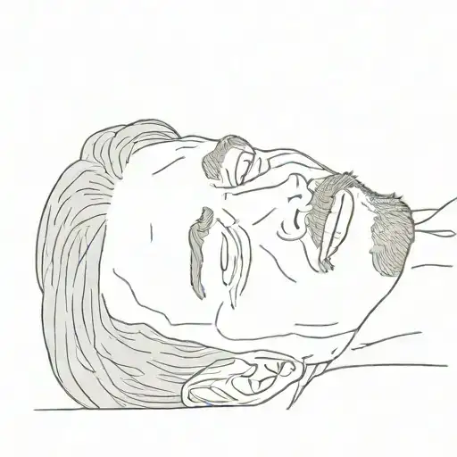 Van Gogh lies on a pillow covering his face with his hands and cries tattoo design idea