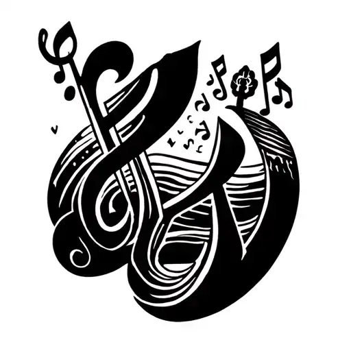 Busch music notes ocean  tattoo design idea