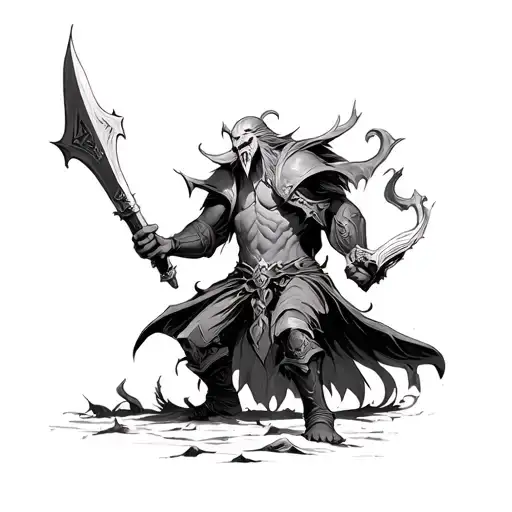 World of Warcraft battling a literary character playing tattoo design idea