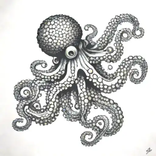 Octopus tentacles wrap around a Christmas tree decoration tattoo design idea