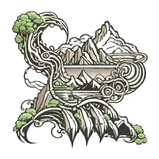 climbing, running, cycling, swimming, mountain tattoo design idea