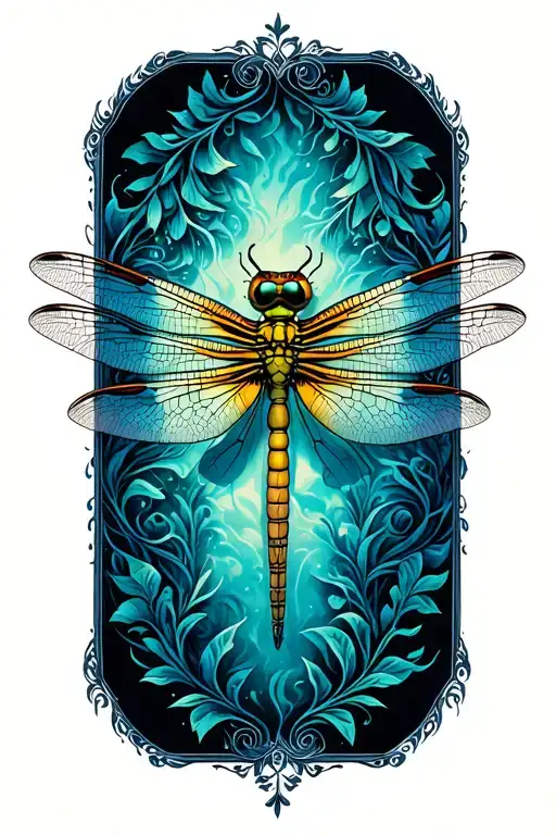 dragonfly surrealism tattoo design idea