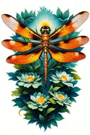 dragonfly surrealism tattoo design idea