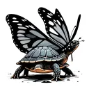 turtle watching a butterfly flying tattoo design idea