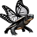 turtle watching a butterfly flying tattoo design idea