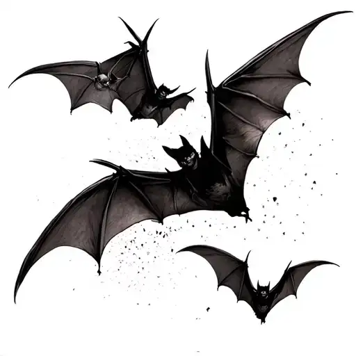 bats flying across tattoo design idea