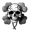 four -leaf clover in which the skull will be cracked tattoo design idea