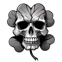 four -leaf clover in which the skull will be cracked tattoo design idea