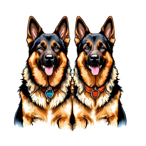 two German shepherd dogs tattoo design idea