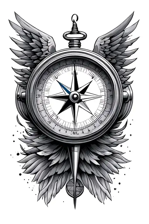 compass and aviation  tattoo design idea