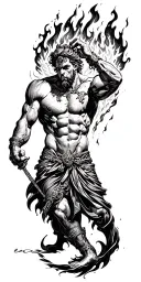 chicano style Prometheus stealing fire tattoo design idea