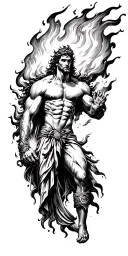 chicano style Prometheus stealing fire tattoo design idea
