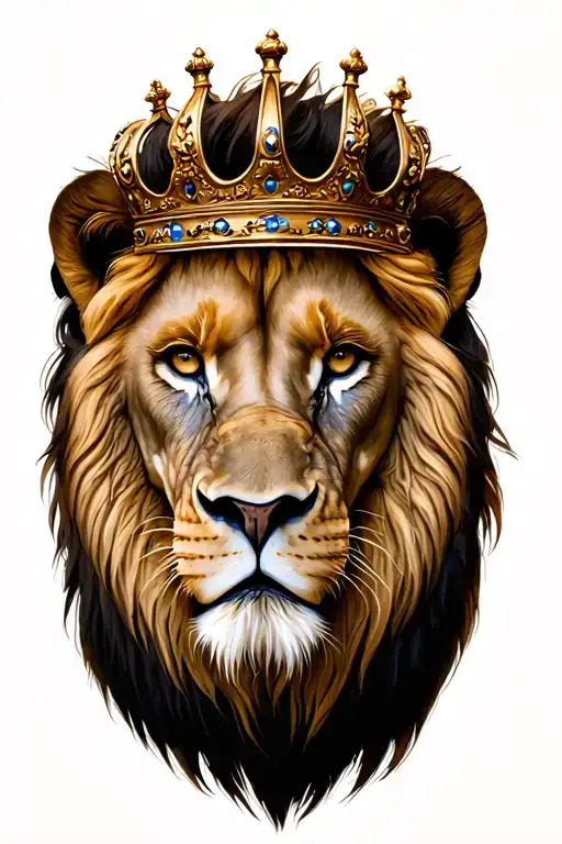lion wearing a crown tattoo design idea