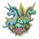 unicorns and dinosaurs babies  tattoo design idea