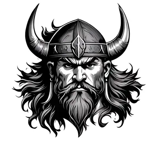 Viking face fine line tattoo tattoo design idea