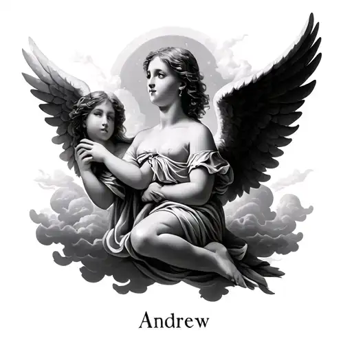 "Andrew" angels and clouds tattoo design idea