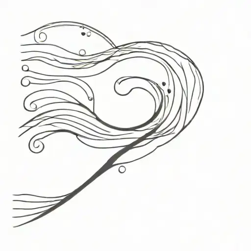 wabi sabi waves flowing river tattoo design idea