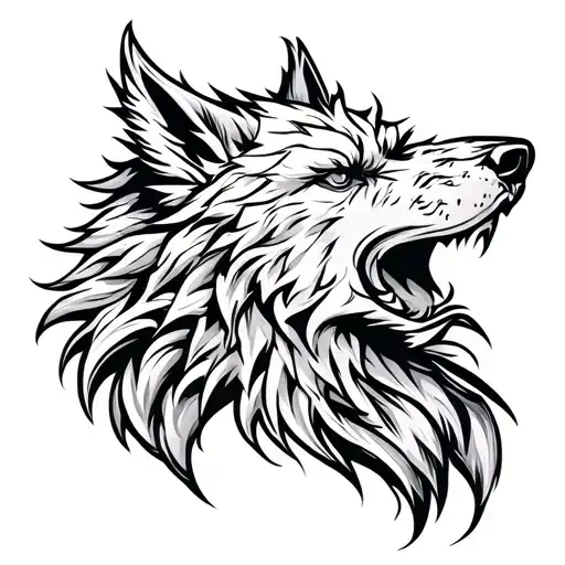 fenrir viking norse wolf head side profile tattoo design idea